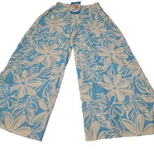 New HAWAIIAN PALAZZO Soft Pants Hawaii Beach Makai Tiare Floral Print Small